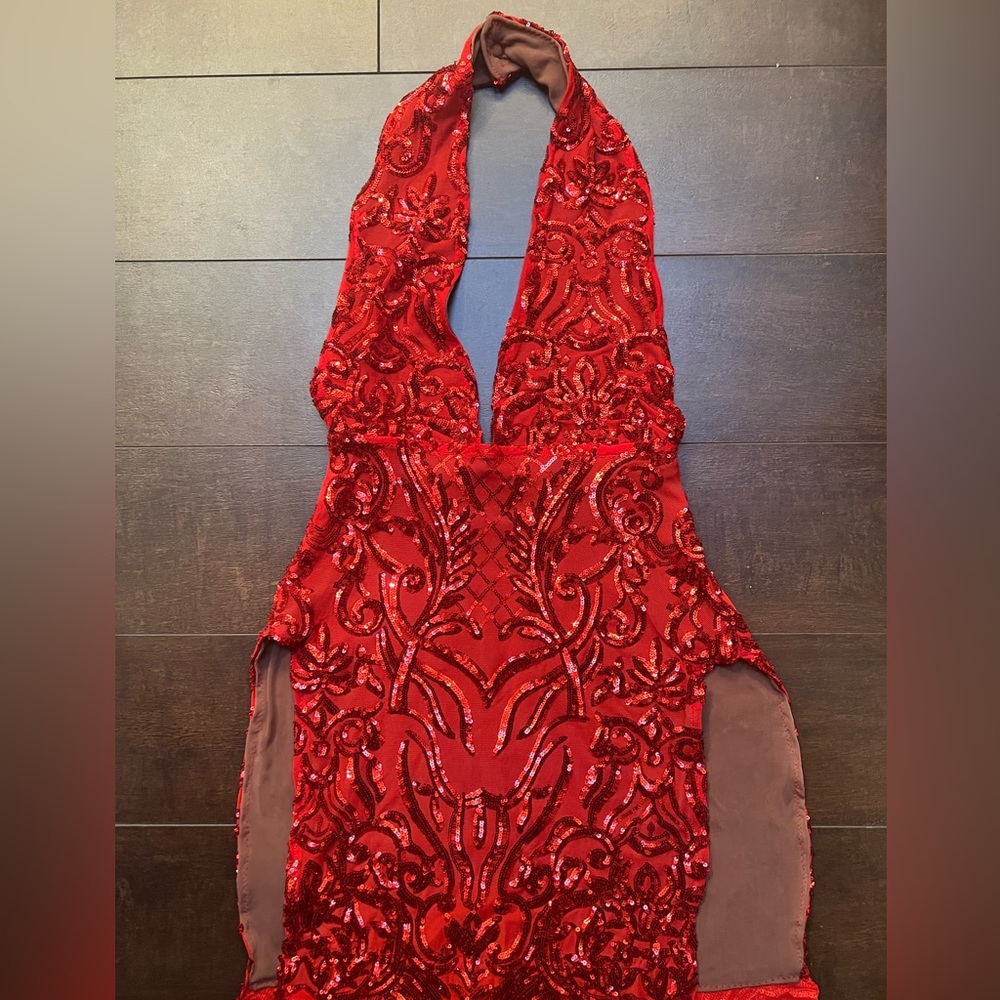 Red Sequined Cocktail Dress